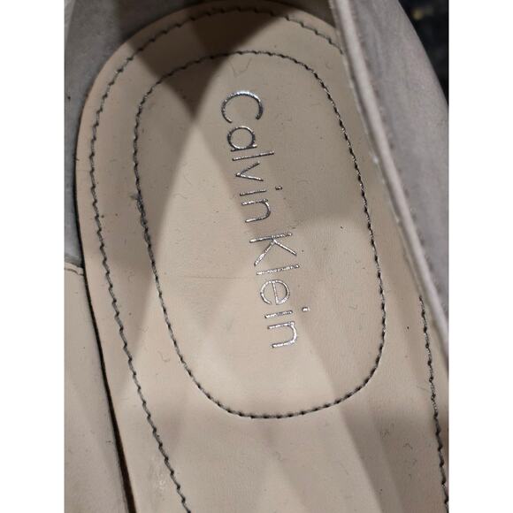 Calvin Klein Peep Toe Wedge Pumps Women's 7.5M Beige Patent Leather Comfort Heel - Picture 6 of 9